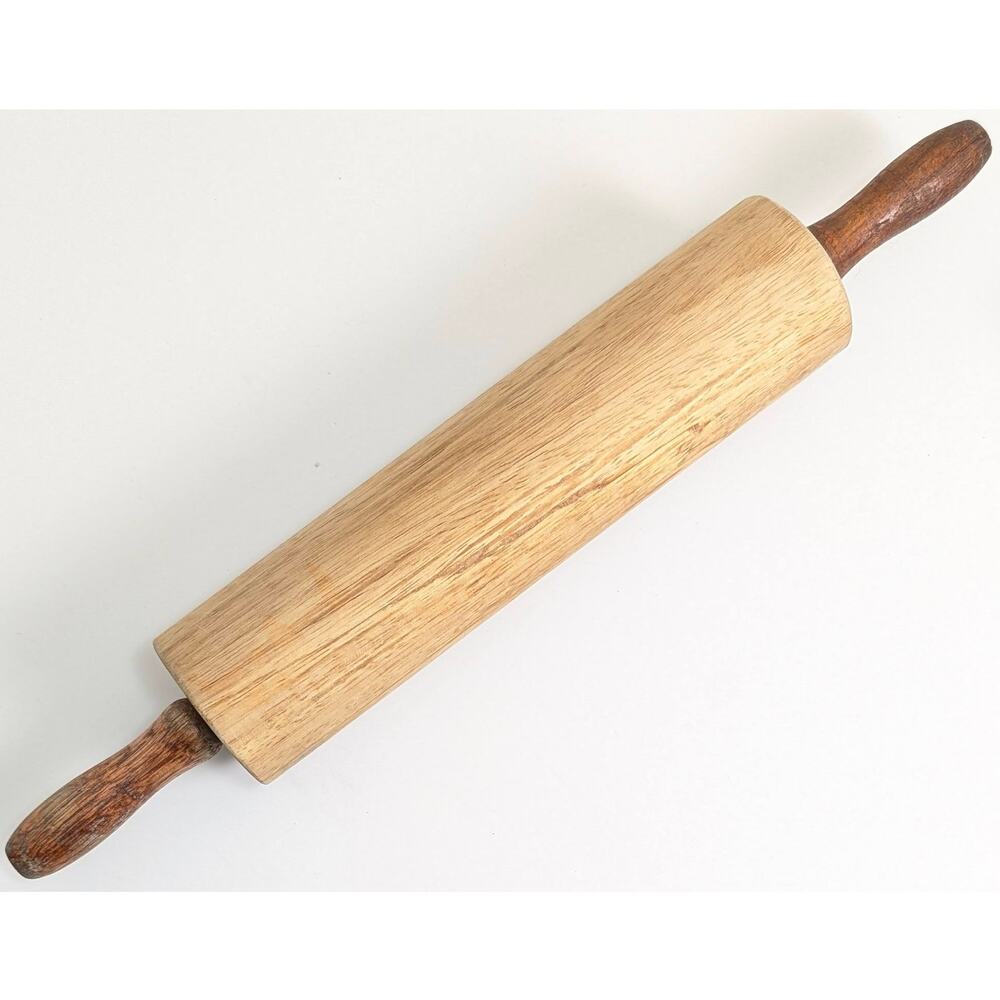 Extra Large Wood Rolling Pin With Handles 21" Heavy Duty Great Condition